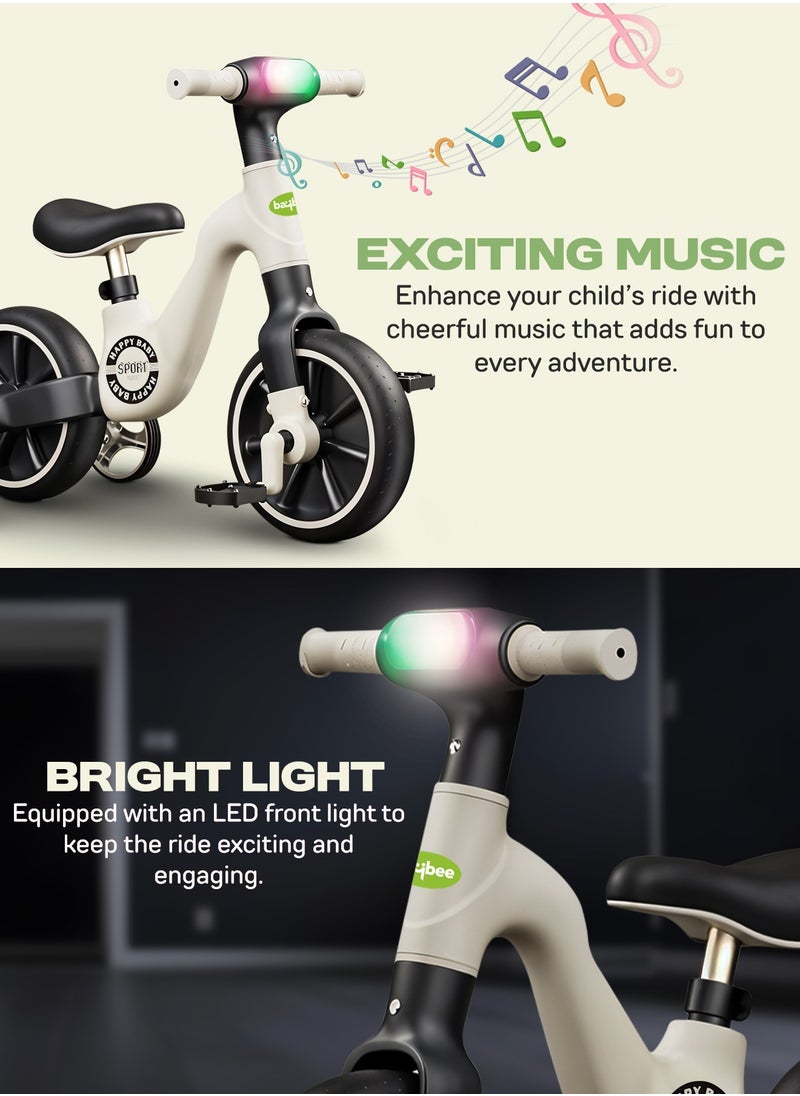 BAYBEE - 2 in 1 Convertible Baby Tricycle for Kids Smart Baby Balance Bike Kids Tricycle Cycle with Light Music Foldable Auxilary Wheels Kids Tricycle Bicycle Baby Cycle for Kids 2 to 5 Years Black - Image 1