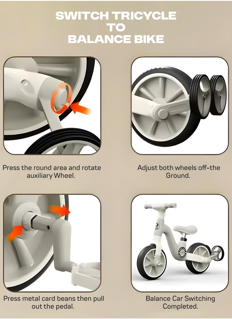 BAYBEE - 2 in 1 Convertible Baby Tricycle for Kids Smart Baby Balance Bike Kids Tricycle Cycle with Light Music Foldable Auxilary Wheels Kids Tricycle Bicycle Baby Cycle for Kids 2 to 5 Years Black - Image 1