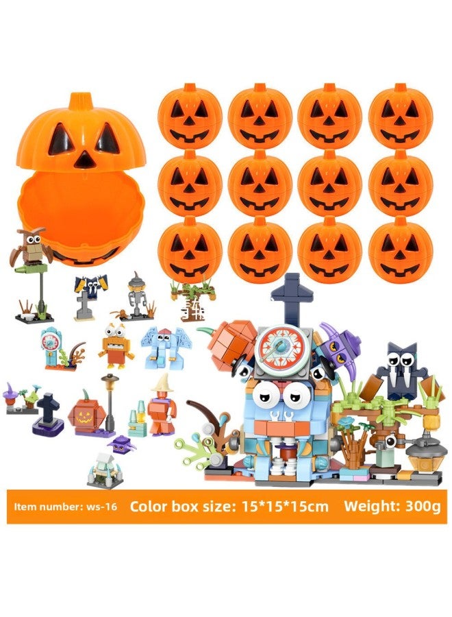 Loquat Building Blocks Toy Party Gifts Assembled Gifts For Boys And Girls Pumpkin Lollipop Small Particle Building Blocks-Specifications:WS-16 【12 Pumpkin 12 Building Blocks】】 - Image 5
