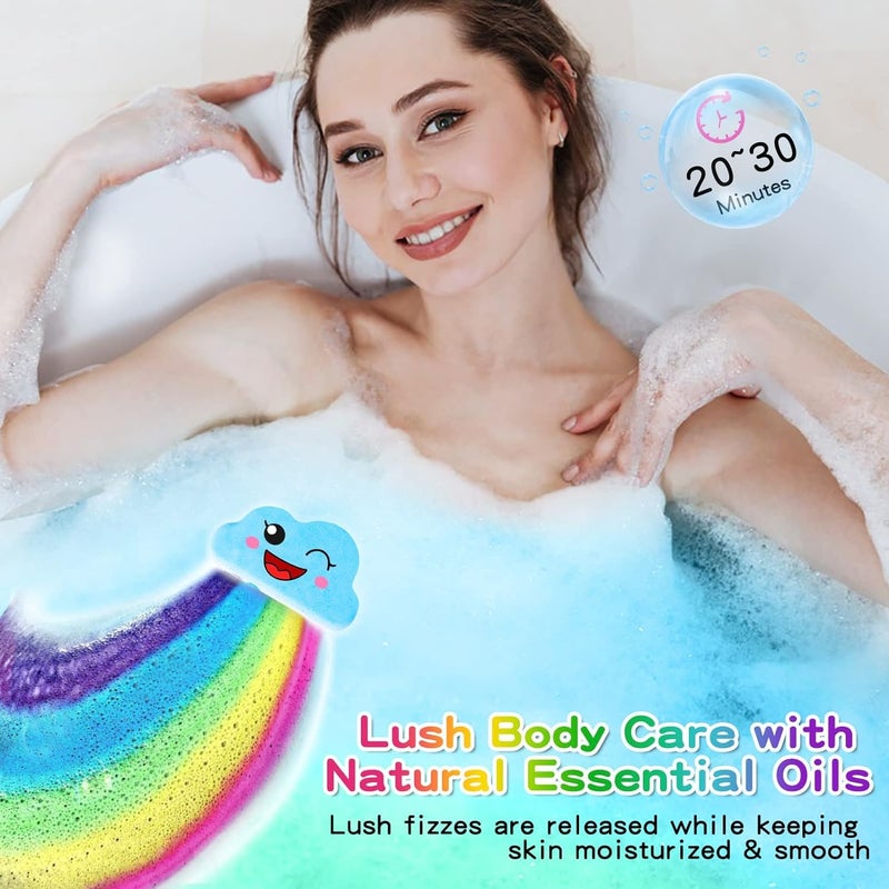 Beauwell Rainbow Bath Bombs for Kids, Handmade 4 Pcs Kid Bath Bombs Gift Set,  Stocking Stuffers for Kids  Gifts for Girls Women Bubble Bath - Image 5