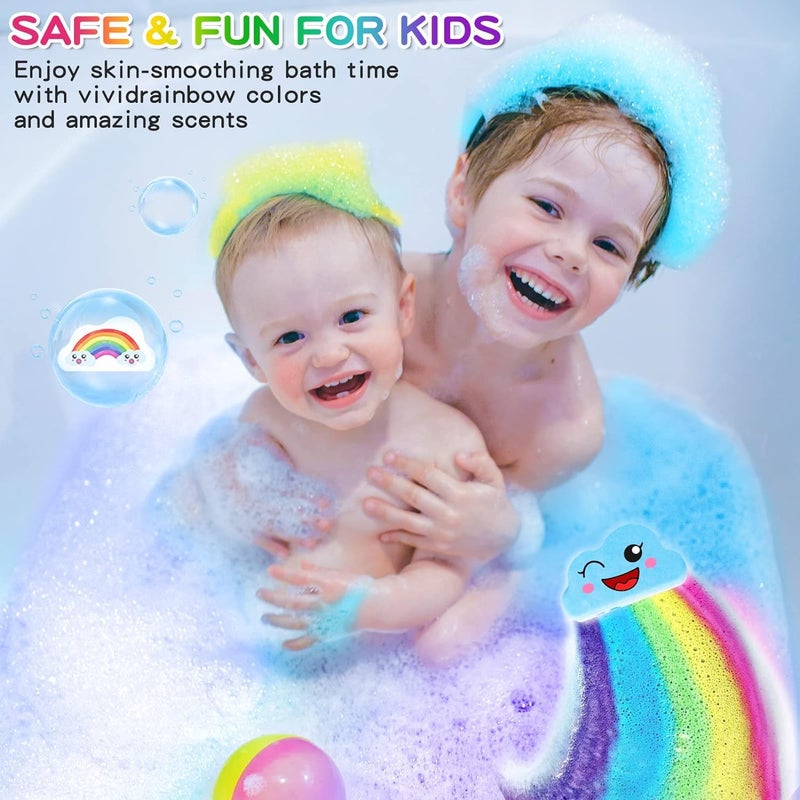 Beauwell Rainbow Bath Bombs for Kids, Handmade 4 Pcs Kid Bath Bombs Gift Set,  Stocking Stuffers for Kids  Gifts for Girls Women Bubble Bath - Image 3
