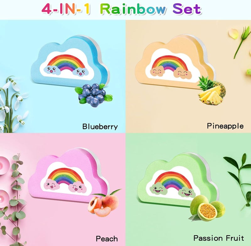 Beauwell Rainbow Bath Bombs for Kids, Handmade 4 Pcs Kid Bath Bombs Gift Set,  Stocking Stuffers for Kids  Gifts for Girls Women Bubble Bath - Image 4
