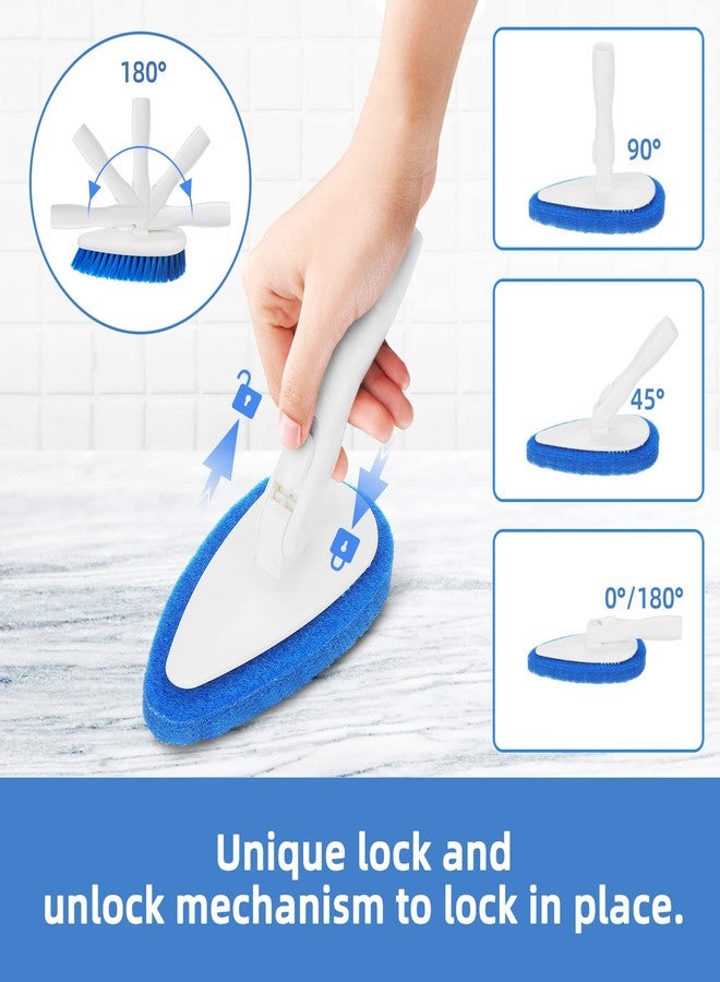 Qaestfy Shower Bathtub Tub and Tile Scrubber Brush with 51'' Adjustable Long Handle Cleaning Brushes Lock in Place Scrub Brush Head for Bathroom Wall Floor Scrubbing Model QAE008 - Image 5
