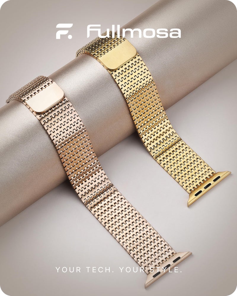 Fullmosa Compatible with Apple Watch Bands 41mm 40mm 38mm 46mm 49mm 45mm 44mm 42mm for Women Men, Stainless Steel Mesh Loop Magnetic Clasp iWatch Band with TPU Case for Apple Watch Series 11 10 9 8 7 6 5 4 3 2 1 Ultra3/2/1, SE3/2/1, 41mm 40mm 38mm Rose Gold - Image 2