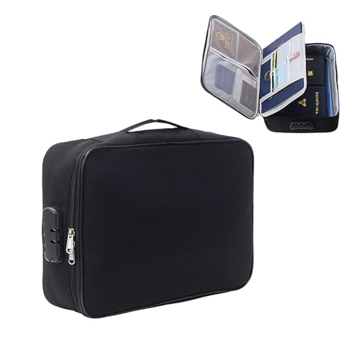 Handcuffs Document Organizer Bag Multilayer Travel File Organiser Document Storage Bag with Lock | Files Organizers | Travel Storage Bag | Documents Holders (Black) - Image 1