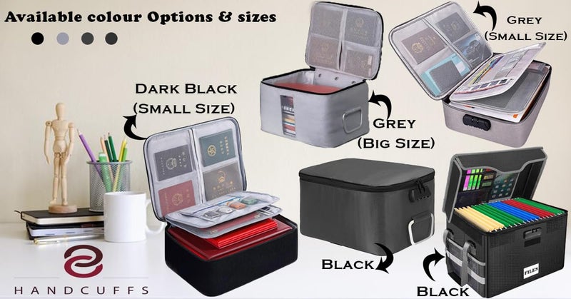 Handcuffs Document Organizer Bag Multilayer Travel File Organiser Document Storage Bag with Lock | Files Organizers | Travel Storage Bag | Documents Holders (Black) - Image 5