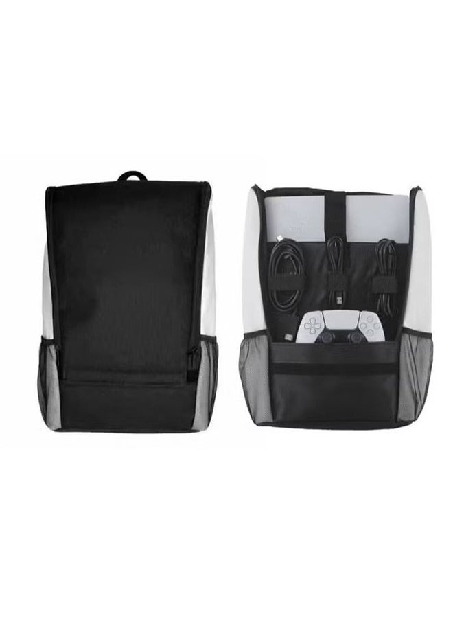 حقيبة ظهر لوحدة تحكم الألعاب PS5 - حقيبة حمل لجهاز PS5 مناسبة لحقيبة السفر متوافقة مع وحدة تحكم Playstation 5 وملحقاتها - حقيبة PS5 بمقبض قابل للتعديل مع حزام (أسود) - Image 1