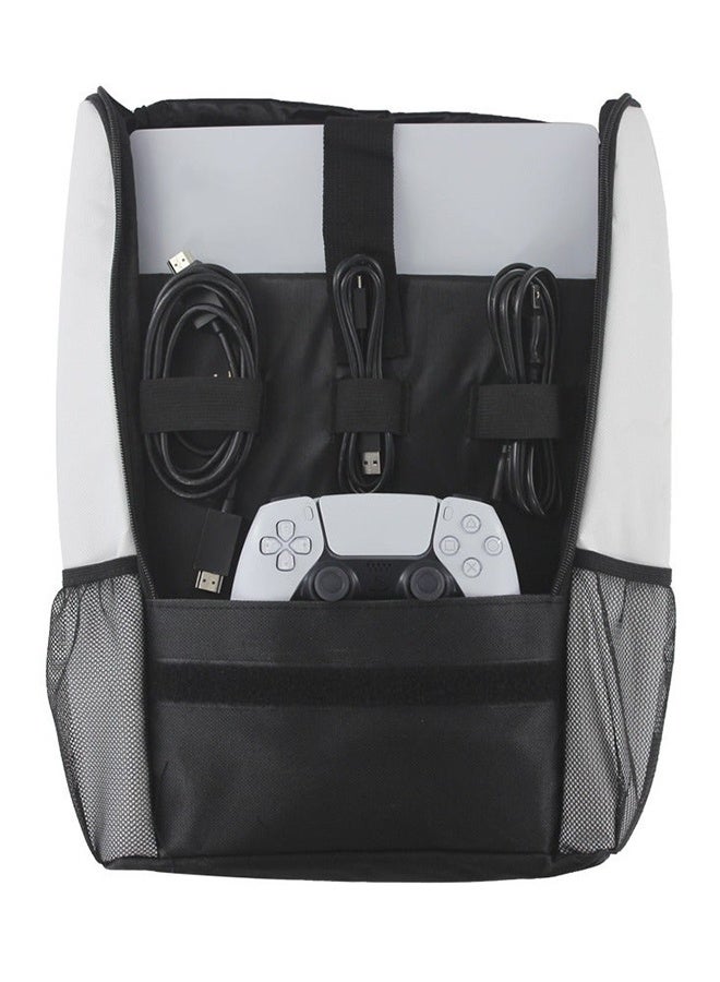 حقيبة ظهر لوحدة تحكم الألعاب PS5 - حقيبة حمل لجهاز PS5 مناسبة لحقيبة السفر متوافقة مع وحدة تحكم Playstation 5 وملحقاتها - حقيبة PS5 بمقبض قابل للتعديل مع حزام (أسود) - Image 3