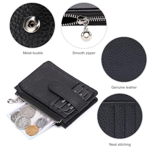 Fependu Slim Wallet for Women Thin Womens Card Holder RFID Blocking Genuine Leather Small Wallets Black - Image 5