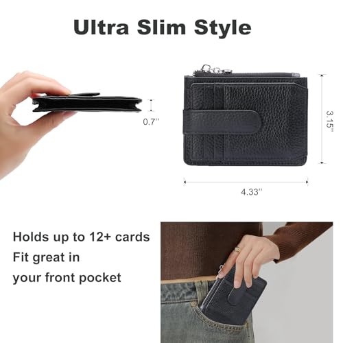 Fependu Slim Wallet for Women Thin Womens Card Holder RFID Blocking Genuine Leather Small Wallets Black - Image 3