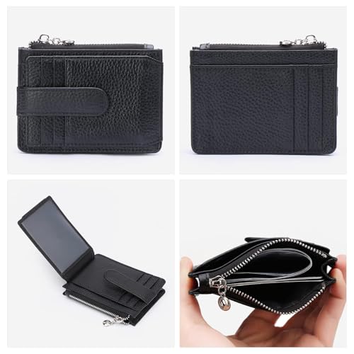 Fependu Slim Wallet for Women Thin Womens Card Holder RFID Blocking Genuine Leather Small Wallets Black - Image 4