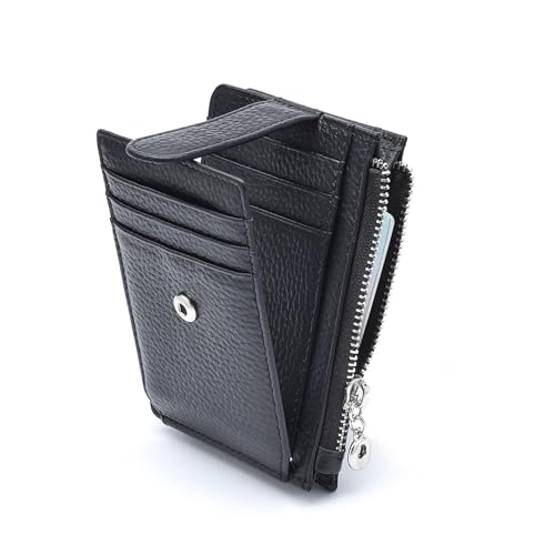 Fependu Slim Wallet for Women Thin Womens Card Holder RFID Blocking Genuine Leather Small Wallets Black - Image 1