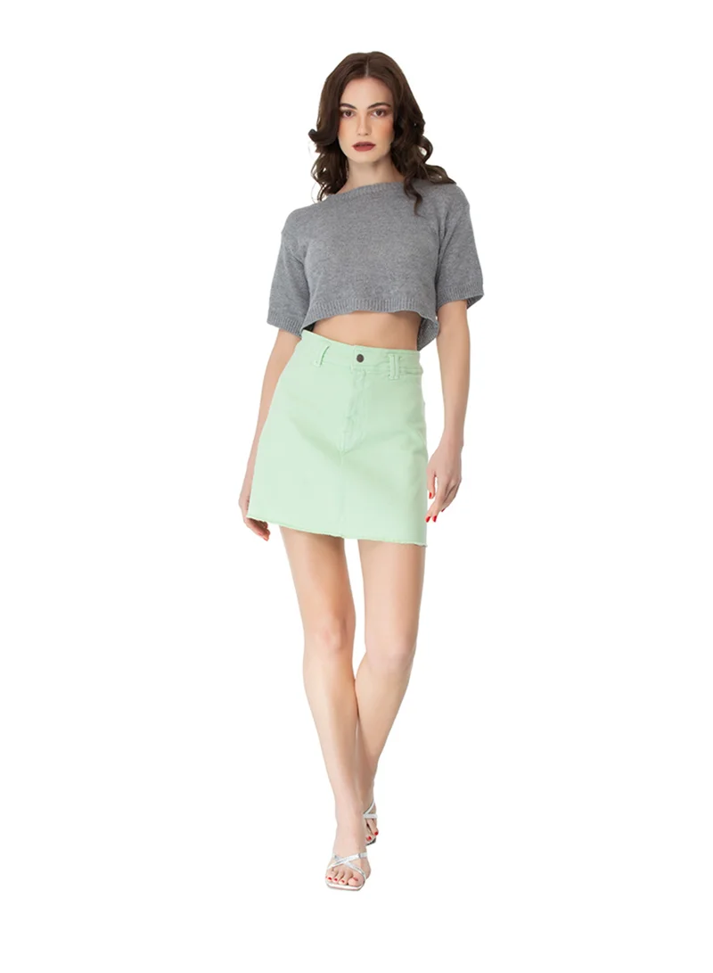London Rag Light Green Denim Mini Skirt