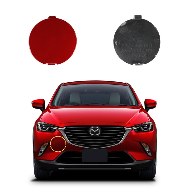 Goholy Car Front Bumper Tow Hook Cover Compatible with Mazda CX3 CX3 DK 2014 2015 2016 2017 2018 2019 2020 2021 2022 2023 Trailer Cover Cap DK8A50A11 Small Lid Towing Eye Cap Red