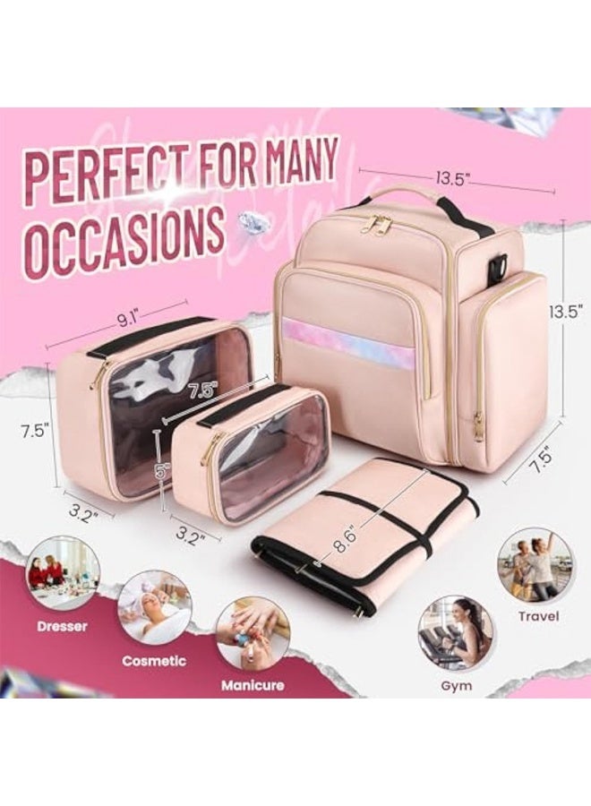 عام السفر حقيبة مستحضرات التجميل حقيبة التخزين 4 انفصال صناديق 1 مجوهرات التشطيب لفة متعددة أكياس التخزين حقيبة مستحضرات التجميل - Image 4