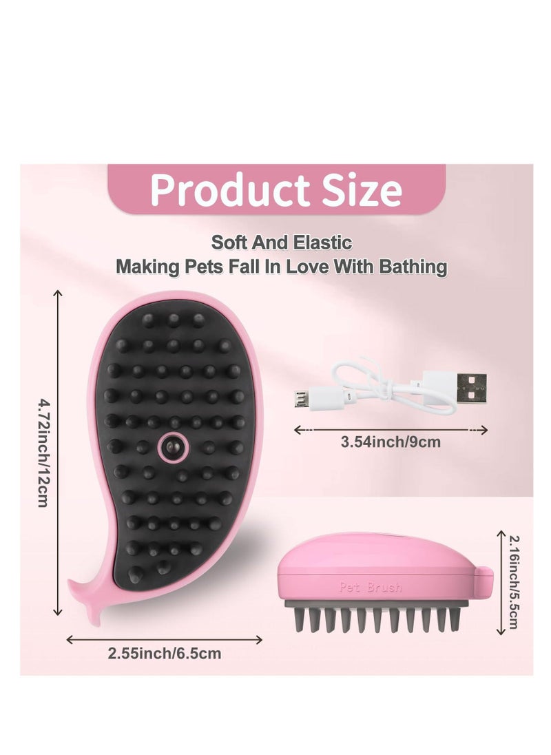 إسكدنيا Cat Steam Brush, 3 in 1 Cat Steamy Brush, Silicone Massage Grooming Brush for Massage, Clean, Eliminate Flying and Tangled Hair, Pet Hair Self Cleaning Brush Comb for Cats Dogs, Pink Whale - Image 2