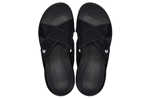 CALTO Men's Invisible Height Increasing Elevator Shoes - Black/Matte Black Ultra Light-Weight Slip-on Comfort Sandals - 2 Inches Taller - X1652 - Size 12 D(M) US - Image 4