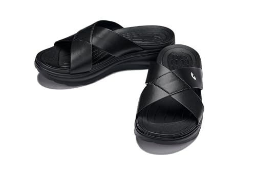 CALTO Men's Invisible Height Increasing Elevator Shoes - Black/Matte Black Ultra Light-Weight Slip-on Comfort Sandals - 2 Inches Taller - X1652 - Size 12 D(M) US - Image 5