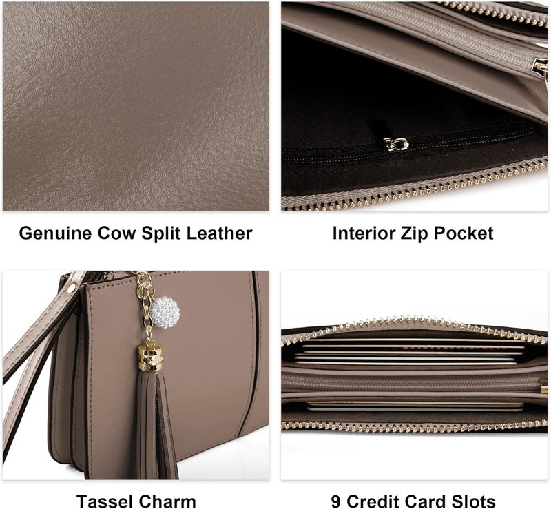 befen Genuine Leather Wristlet Clutch for Women Ultra-Slim Ladies Credit Card Holder Wallet Purses with RFID Protection - Image 4