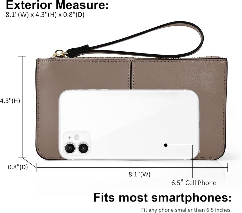 befen Genuine Leather Wristlet Clutch for Women Ultra-Slim Ladies Credit Card Holder Wallet Purses with RFID Protection - Image 3