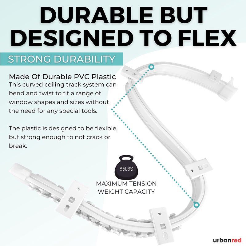 UrbanRed Flexible Bendable Ceiling Curtain Track, 22.9FT (7m), Ceiling Mount for Curtain Rail with Track Curtain System, Room Divider, Ceiling Curtain Rod, RV Ceiling Track for Curtains, White - Image 5