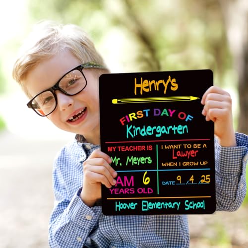 Canopy Street Reusable My First Day and Last of School Set Milestone Chalkboard Sign. Photo Prop Board for Kids, Black w/Color Print - 12” x 10” Rectangle - Image 3