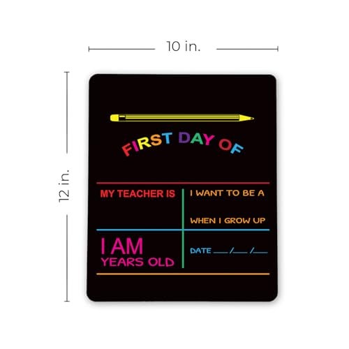 Canopy Street Reusable My First Day and Last of School Set Milestone Chalkboard Sign. Photo Prop Board for Kids, Black w/Color Print - 12” x 10” Rectangle - Image 5