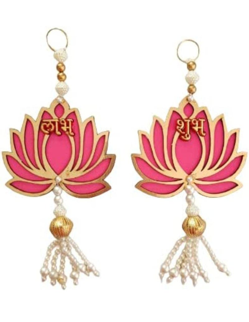 BDS CREATIONS BDS Creations Home Decoration Garlands Lotus Hanging Set of 2 Strings Shubah Labh Lotus with Rajnigandha Lotus budds Torans Garland for for Festival Decoration at Home Hanging for Door Entrance  - Image 2