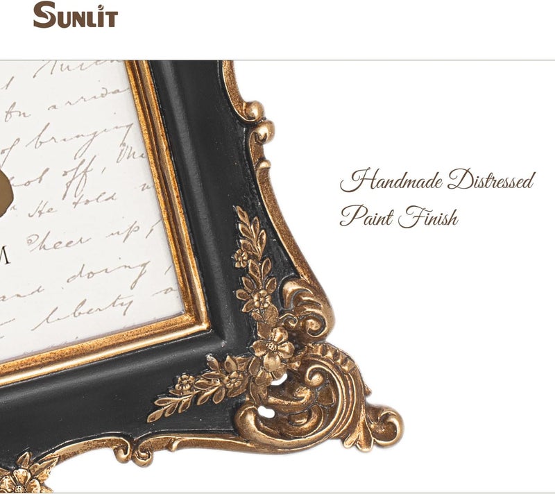 Sunlit Vintage Picture Frame 5x7 Inch, Luxury Antique Photo Frames with Glass Front, Photo Display, Tabletop Wall Hanging, Gift Ideas, Black - Image 5