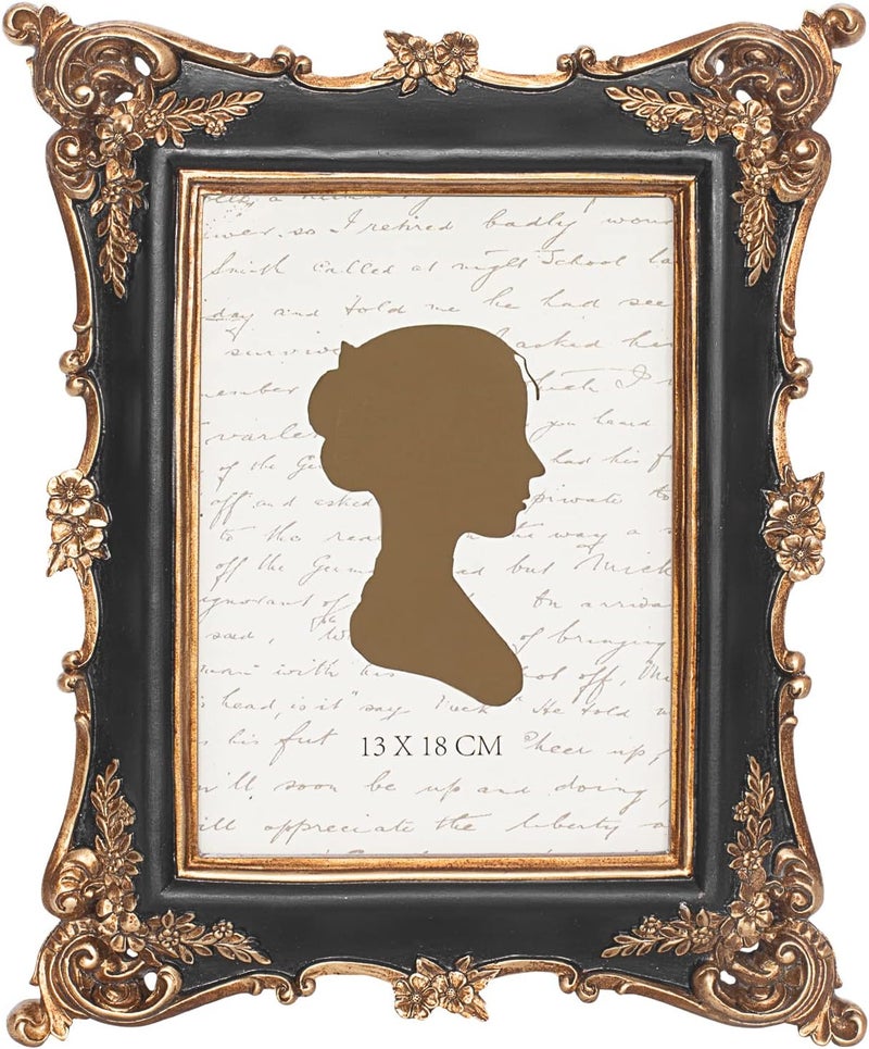 Sunlit Vintage Picture Frame 5x7 Inch, Luxury Antique Photo Frames with Glass Front, Photo Display, Tabletop Wall Hanging, Gift Ideas, Black - Image 1
