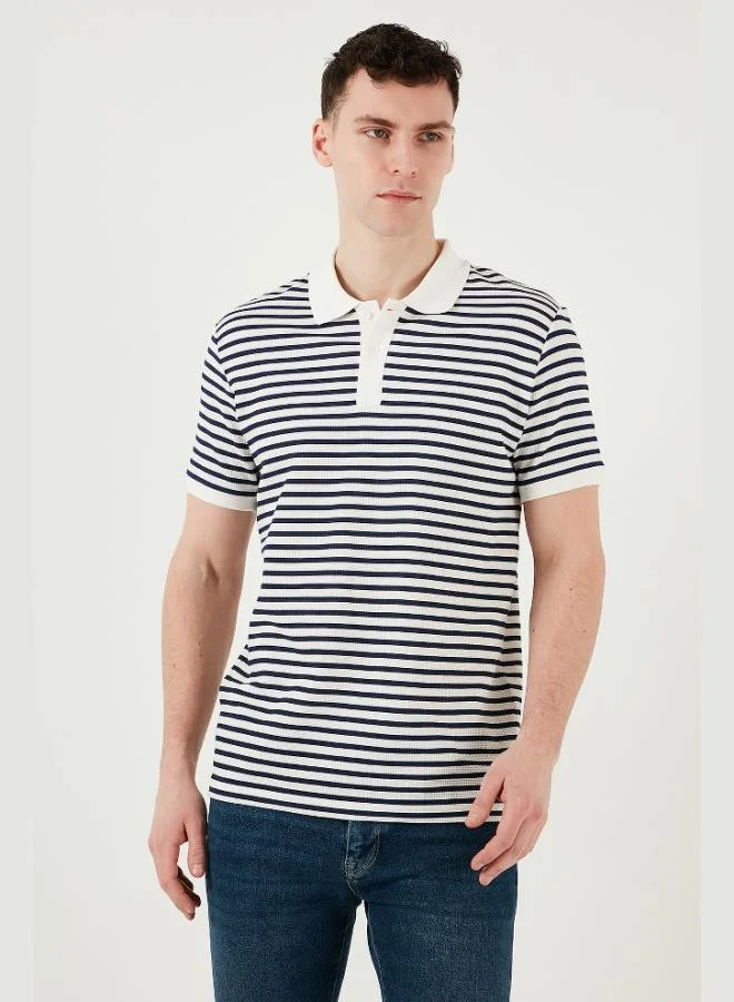 Buratti  Buratti Cotton Regular Fit Striped Polo Collar T Shirt Men's Polo Collar T-Shirt 5903009 for Men | Best Price UAE