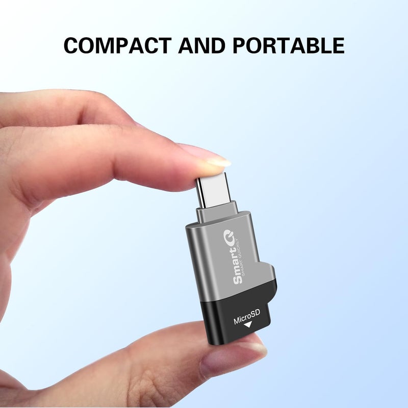 SmartQ قارئ بطاقة C356 Type-C MicroSD مع تقنية USB 3.0 فائق السرعة، يدعم MicroSDXC وMicroSDHC وMicroSD لنظام ويندوز وMac OS X وأندرويد (رمادي منتصف الليل) - Image 5