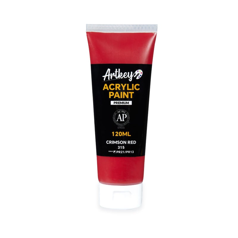 Artkey Acrylic Paint - Crimson Red (120 ml/4.06 oz) Tubes, Rich & Vibrant Pigments, Professional Artists Acrylic Paints - Art Supplies for Canvas Wood Rock Clay Fabric Ceramics Art Crafts Painting - Image 1