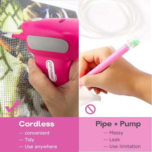 CUPTURNER Electric Diamond Painting Pen - Cordless and Ergonomic Design with LED Light, Ultra-Lightweight, Diamond Art Accessories for Diamond Art Crafting (Hot Pink) - Image 5