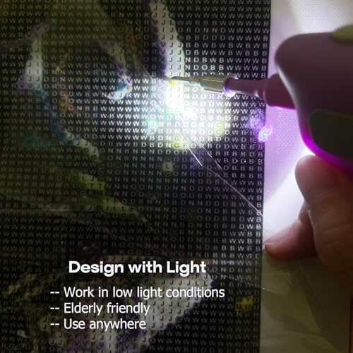 CUPTURNER Electric Diamond Painting Pen - Cordless and Ergonomic Design with LED Light, Ultra-Lightweight, Diamond Art Accessories for Diamond Art Crafting (Hot Pink) - Image 3