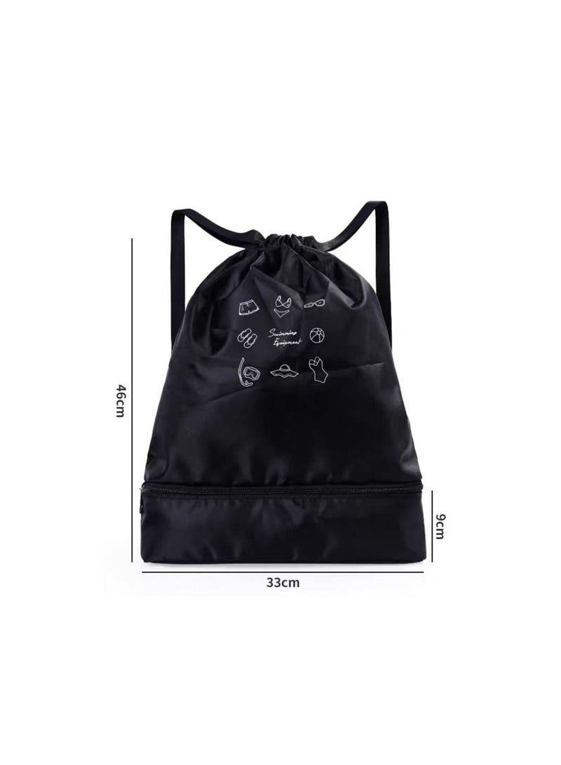 Generic 1-Piece Dry Wet Separation Fitness Bag,Waterproof Beach Swimming Bag Storage Backpack,Sports Equipment Swimming Bag,School Dry and Wet Separated Backpack with Storage Layer for Special Items,Black  - Image 1