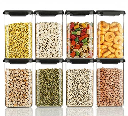 Kitchwell 1100 ML Square Plastic Storage Jar and Container | Air Tight Containers For Kitchen Storage Set | Pantry Organization | Storage Box Lid Food Rice Pasta Pulses Container | Container Sets (08) - Image 5