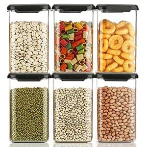 Kitchwell 1100 ML Square Plastic Storage Jar and Container | Air Tight Containers For Kitchen Storage Set | Pantry Organization | Storage Box Lid Food Rice Pasta Pulses Container | Container Sets (08) - Image 3