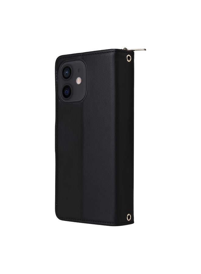 زبون حافظة لهاتف iPhone 12 / 12 Pro مزودة بتسع فتحات للبطاقات وحقيبة محفظة بسحاب وحافظة هاتف جلدية - Image 3