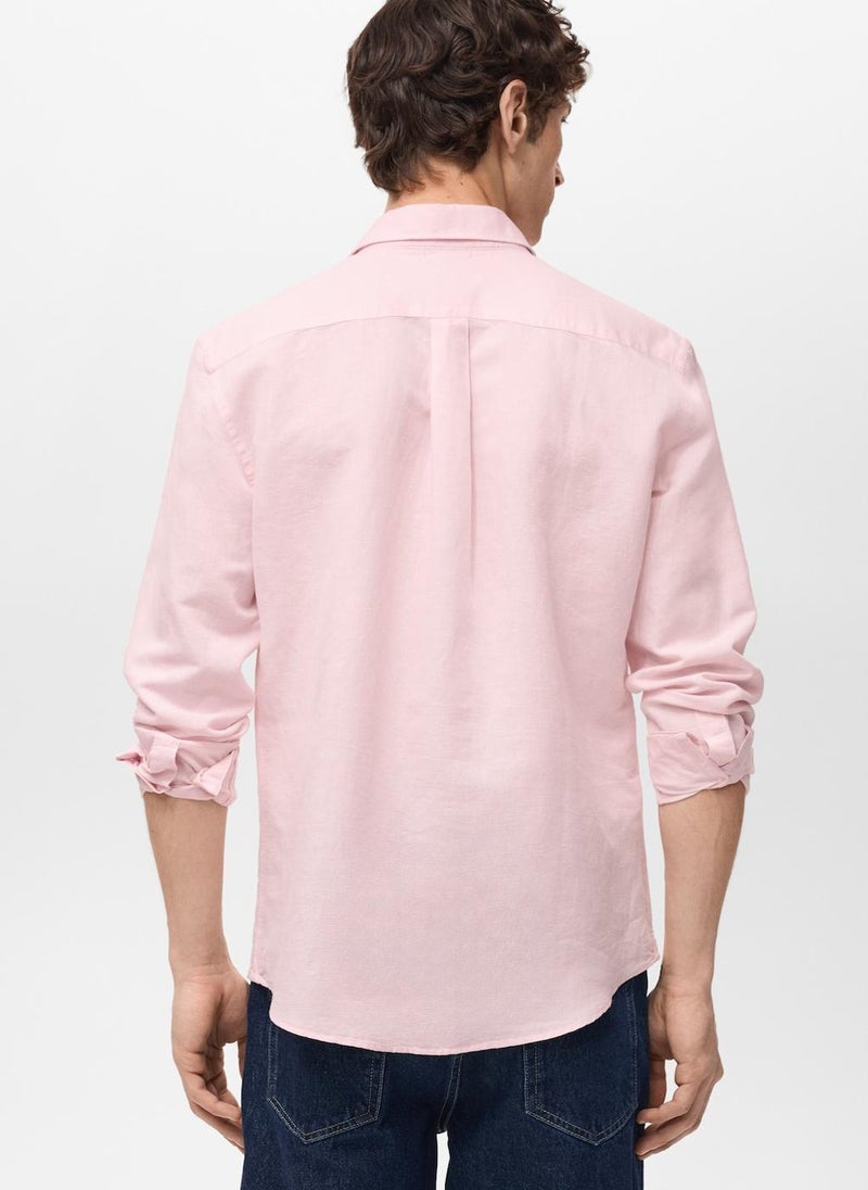 Mango Man Casual Classic Fit Linen Shirt  - Image 2