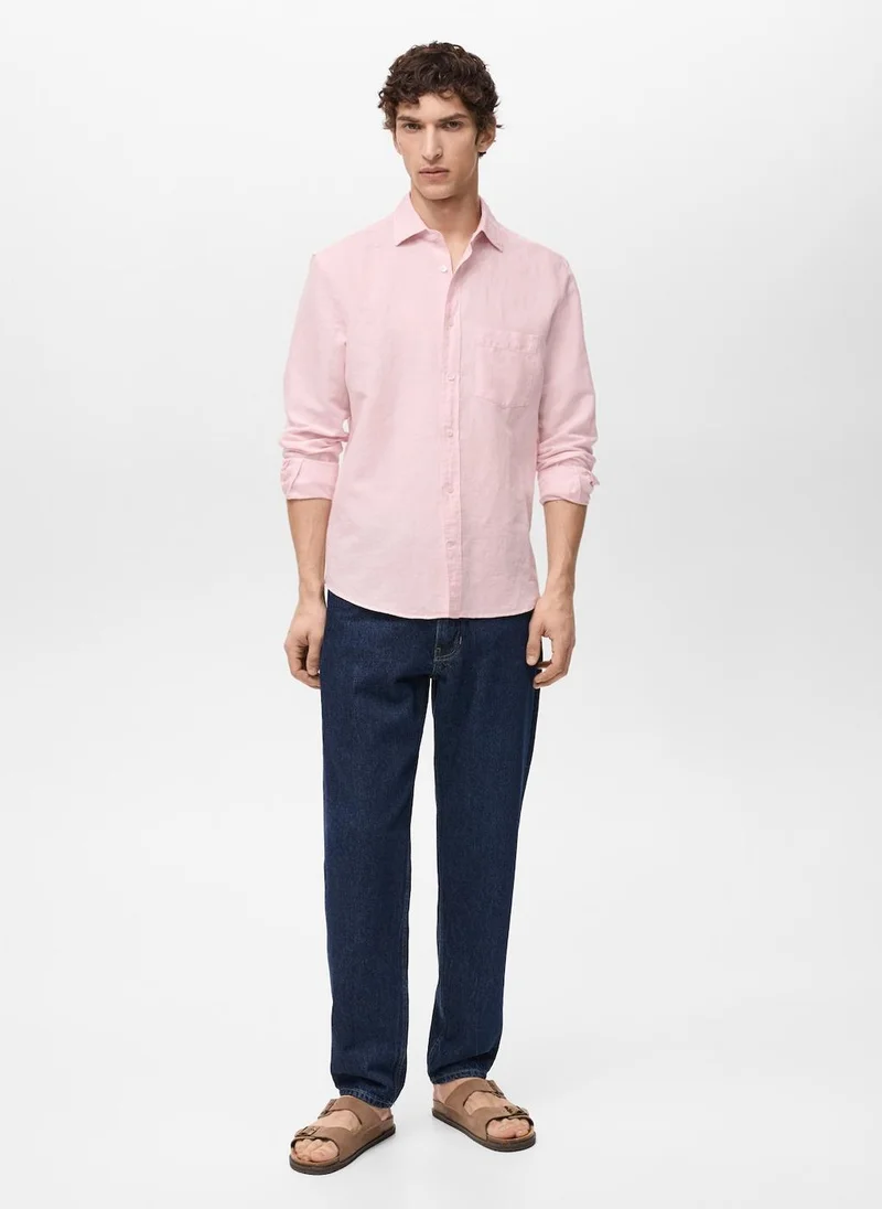 Mango Man Casual Classic Fit Linen Shirt