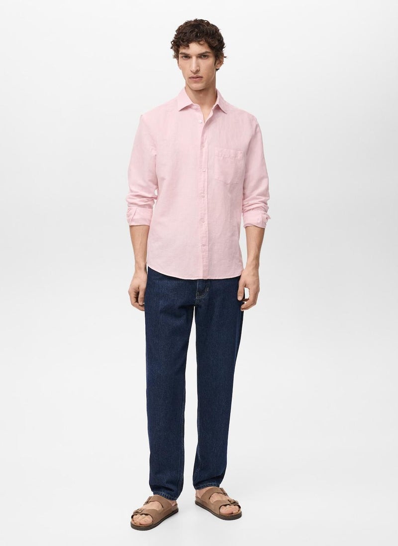 Mango Man Casual Classic Fit Linen Shirt  - Image 5