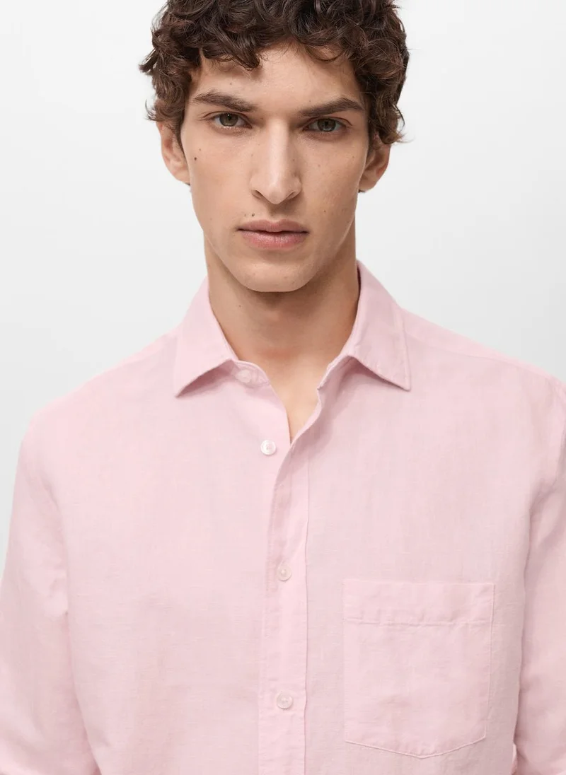 Mango Man Casual Classic Fit Linen Shirt