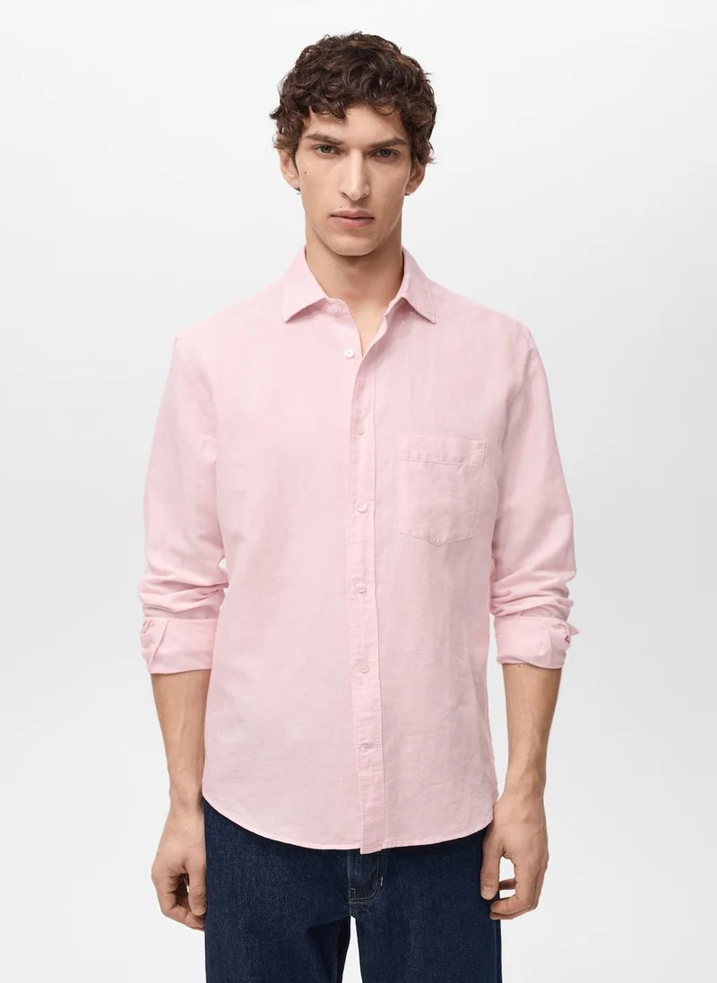 Mango Man Casual Classic Fit Linen Shirt