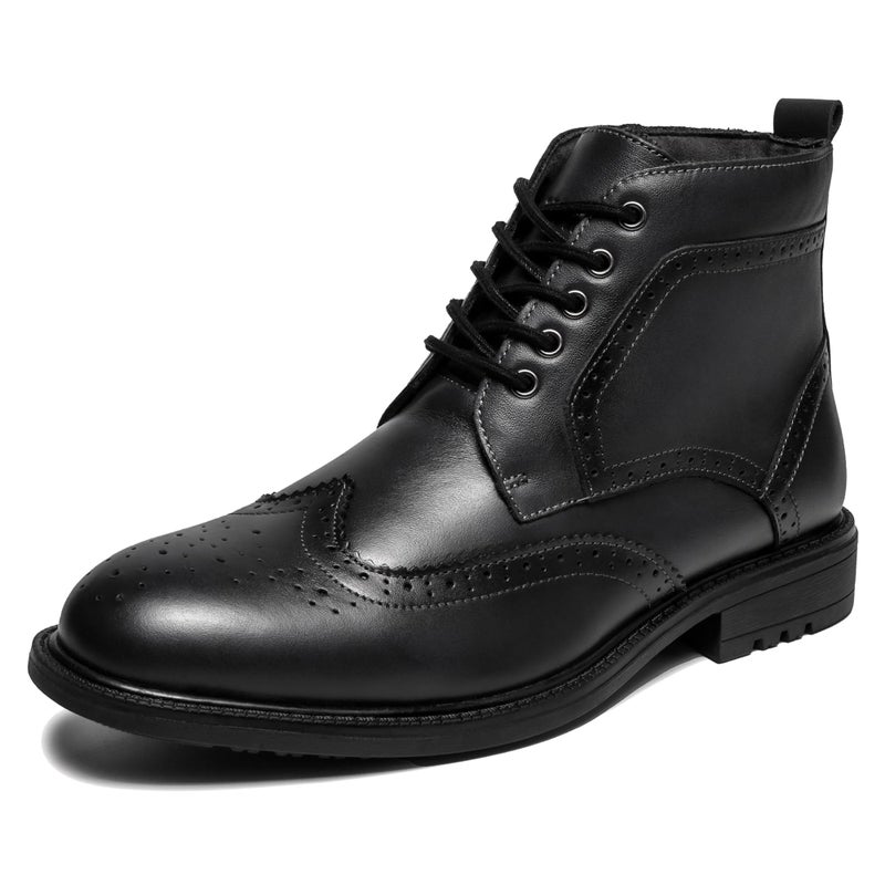 ArcBrothers Mens Dress Boots Fashion Black Oxford Ankle Dress Boot For Men Classic Brogue Style