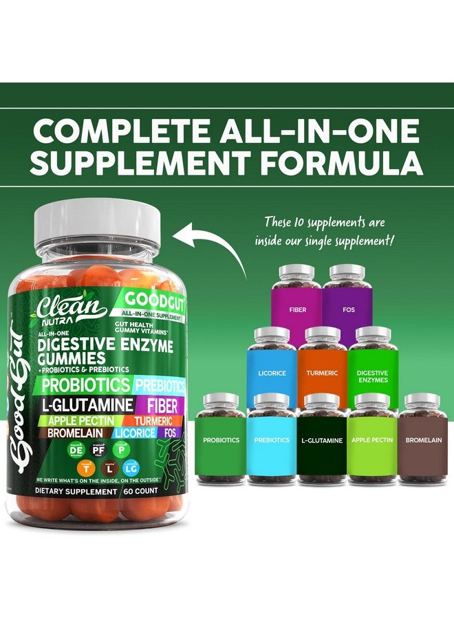 Clean Nutraceuticals Digestive Enzymes with Probiotics & Prebiotics for Digestive Health Gummies & L-Glutamine for Gut Health Bromelain Apple Pectin Inulin FOS Plant Based Vegan Gummy Vitamins - Image 2