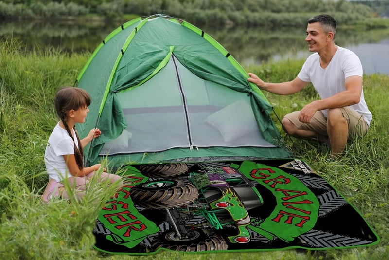 Sunny Side Up Monster Jam Plush Travel Throw Blanket - Measures 40 x 50 Inches - Super Soft & Cozy Travel Accessories Features Grave Digger - Image 5