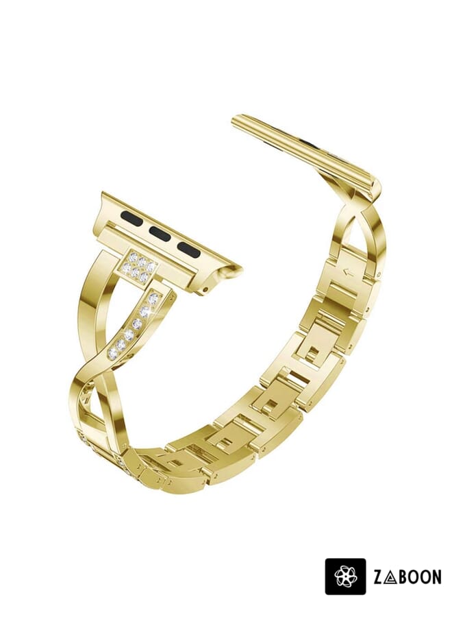 Zaboon Colorful Diamond Stainless Steel  Replacement Watch Band For Apple Watch Series 7 41mm / 6 & SE & 5 & 4 40mm / 3 & 2 & 1 38mm - Image 3