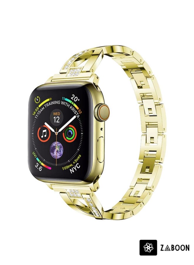 Zaboon Colorful Diamond Stainless Steel  Replacement Watch Band For Apple Watch Series 7 41mm / 6 & SE & 5 & 4 40mm / 3 & 2 & 1 38mm - Image 4