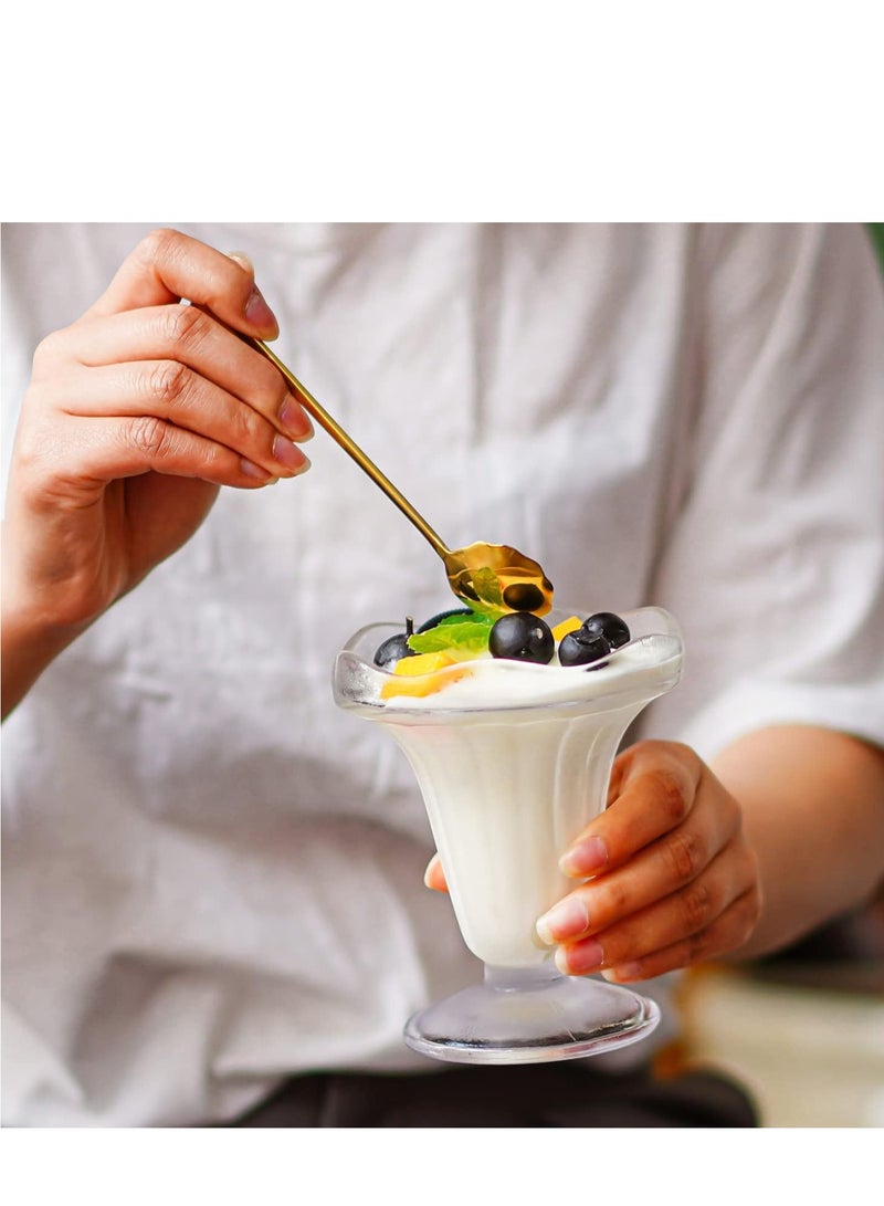 Ice Cream Glass Cups Footed Glass Tulip Sundae Cups Thick Clear Ice Cream Dessert Bowls for Desserts Salads Fruits Ice Cream Purpose Serving Bowls Tasters Bowls for Party 2PCS - Image 5